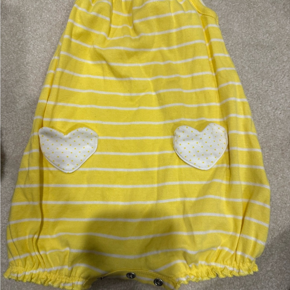 Carter's Yellow Striped Diaper Cover with Heart Accents